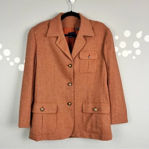 LIzSport Vintage Tweed Pantsuit Rust Herringbone Blazer Pants Set Size 6 - Picture 2 of 15